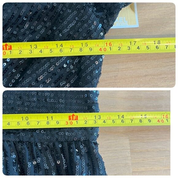 Michael Michael Kors Sequin Striped V-Neck Minidress XTRA SMALL Black - Picture 8 of 10